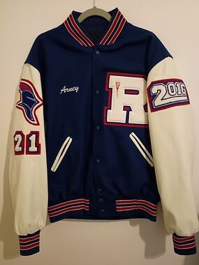 Holloway Men's Varsity Jacket Riverwood Raiders Wool And Leather Sz L